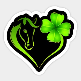 Irish Horse Heart Leaf St Patrick Day Clover Heart Horse Sticker